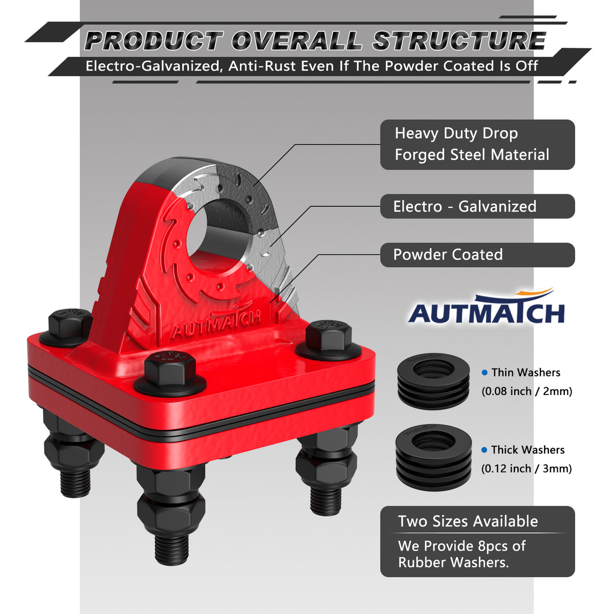 AUTMATCH D Ring Shackle Mount With Backer Plate (2 Pack) - Bolt On Cle ...