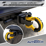 AUTMATCH Shackle Hitch Receiver 2 Inch with 3/4" D Ring Shackle and 5/8" Trailer Hitch Lock Pin 45,000 Lbs Break Strength Black & Yellow