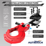 AUTMATCH Winch Hook Safety Latch 3/8" - Grade 70 Forged Steel Clevis Slip Hook and Winch Cable Hook Stopper, Max 39,600Lbs, Red & Black