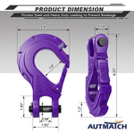 AUTMATCH Winch Hook Safety Latch 3/8" - Grade 70 Forged Steel Clevis Slip Hook and Winch Cable Hook Stopper, Max 39,600Lbs, Purple