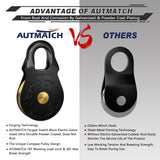 AUTMATCH Winch Snatch Block 18 Ton - Winch Pulley (79,366 Lbs) Break Strength, Heavy Duty Off Road Recovery Towing Pulley Blocks for Synthetic Rope or Steel Cable, Truck, UTV, ATV, Black