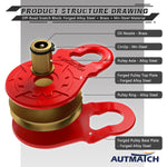 AUTMATCH Winch Snatch Block 18 Ton - Winch Pulley (79,366 Lbs) Break Strength, Heavy Duty Off Road Recovery Towing Pulley Blocks for Synthetic Rope or Steel Cable, Truck, UTV, ATV, Red