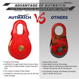 AUTMATCH Winch Snatch Block 18 Ton - Winch Pulley (79,366 Lbs) Break Strength, Heavy Duty Off Road Recovery Towing Pulley Blocks for Synthetic Rope or Steel Cable, Truck, UTV, ATV, Red