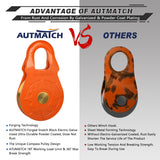 AUTMATCH Winch Snatch Block 18 Ton - Winch Pulley (79,366 Lbs) Break Strength, Heavy Duty Off Road Recovery Towing Pulley Blocks for Synthetic Rope or Steel Cable, Truck, UTV, ATV, Orange