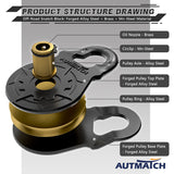 AUTMATCH Winch Snatch Block 18 Ton - Winch Pulley (79,366 Lbs) Break Strength, Heavy Duty Off Road Recovery Towing Pulley Blocks for Synthetic Rope or Steel Cable, Truck, UTV, ATV, Gunmetal Gray