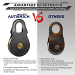 AUTMATCH Winch Snatch Block 18 Ton - Winch Pulley (79,366 Lbs) Break Strength, Heavy Duty Off Road Recovery Towing Pulley Blocks for Synthetic Rope or Steel Cable, Truck, UTV, ATV, Gunmetal Gray