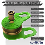 AUTMATCH Winch Snatch Block 18 Ton - Winch Pulley (79,366 Lbs) Break Strength, Heavy Duty Off Road Recovery Towing Pulley Blocks for Synthetic Rope or Steel Cable, Truck, UTV, ATV, Green