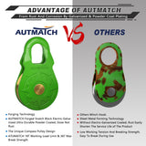 AUTMATCH Winch Snatch Block 18 Ton - Winch Pulley (79,366 Lbs) Break Strength, Heavy Duty Off Road Recovery Towing Pulley Blocks for Synthetic Rope or Steel Cable, Truck, UTV, ATV, Green