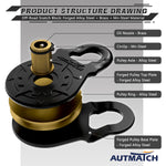 AUTMATCH Winch Snatch Block 18 Ton - Winch Pulley (79,366 Lbs) Break Strength, Heavy Duty Off Road Recovery Towing Pulley Blocks for Synthetic Rope or Steel Cable, Truck, UTV, ATV, Matte Black