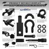 AUTMATCH Shackle Hitch Receiver 2 Inch with 3/4" D Ring Shackle and 5/8" Trailer Hitch Lock Pin 45,000 Lbs Break Strength Matte Black