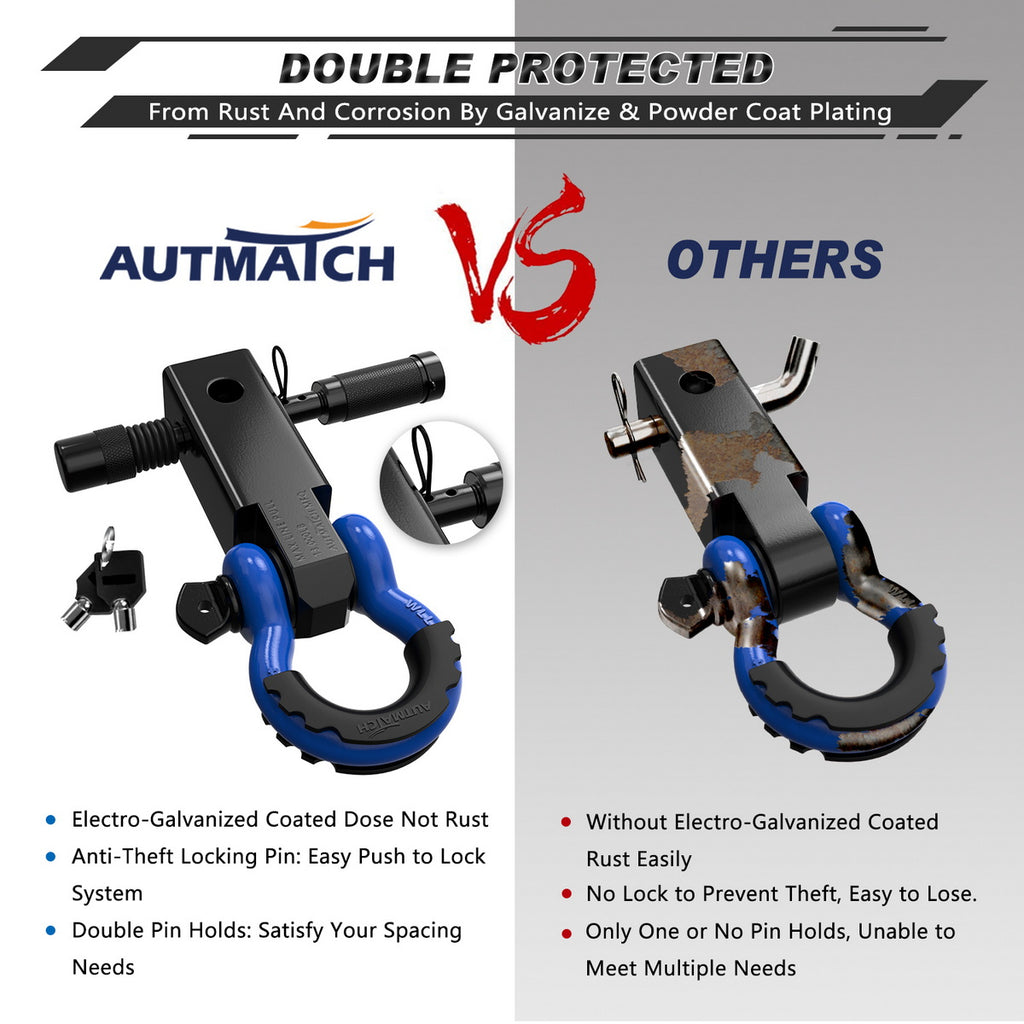 AUTMATCH Shackle Hitch Receiver 2 Inch with 3/4