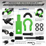 AUTMATCH Shackle Hitch Receiver 2 Inch with 3/4" D Ring Shackle and 5/8" Trailer Hitch Lock Pin 45,000 Lbs Break Strength Green