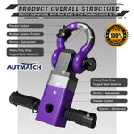 AUTMATCH Shackle Hitch Receiver 2 Inch with 3/4" D Ring Shackle and 5/8" Trailer Hitch Lock Pin 45,000 Lbs Break Strength Purple