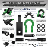 AUTMATCH Mega Shackle Hitch Receiver 2 Inch with 3/4" D Ring Shackle and 5/8" Trailer Hitch Lock Pin, 68,000 Lbs Break Strength, Black & Dark Green