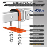 AUTMATCH Hitch Tightener Anti-Rattle Clamp, Heavy Duty Hitch Stabilizer for 1.25 and 2 inch Trailer Hitches, Rubber Isolator and Anti-Rust Double Coating Protective, Orange