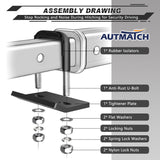 AUTMATCH Hitch Tightener Anti-Rattle Clamp, Heavy Duty Hitch Stabilizer for 1.25 and 2 inch Trailer Hitches, Rubber Isolator and Anti-Rust Double Coating Protective, Gunmetal Gray