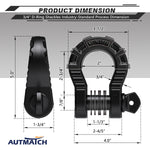 AUTMATCH Shackles 3/4" D Ring Shackle (2 Pack) 68,000Ibs Break Strength with Shackle Isolator & Washers Kit Frosted Black
