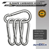 AUTMATCH Carabiner Clips, 3" Stainless Steel Spring Snap Hook Caribeener Clips Buckle Pack Grade Heavy Duty Carabiners Quick Link for Camping, Fishing, Hiking, Traveling, Silver, 4 Pack