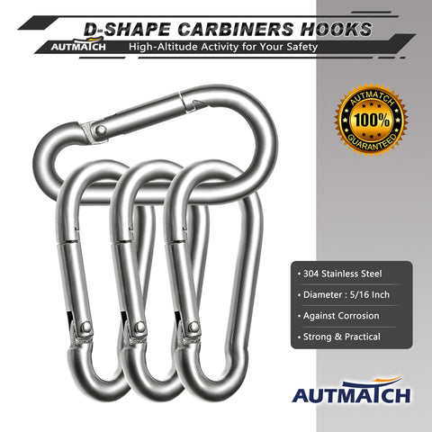 AUTMATCH Chain Quick Links, 3 Locking Carabiner Clips Spring Snap Hoo –  Autmatch