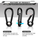 AUTMATCH Carabiner Clips, 3" Carbon Steel Spring Snap Hook Caribeener Clips Buckle Pack Grade Heavy Duty Carabiners Quick Link for Camping, Fishing, Hiking, Traveling, Circle Black, 4 Pack