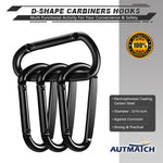 AUTMATCH Carabiner Clips, 3" Carbon Steel Spring Snap Hook Caribeener Clips Buckle Pack Grade Heavy Duty Carabiners Quick Link for Camping, Fishing, Hiking, Traveling, Platy Black, 4 Pack